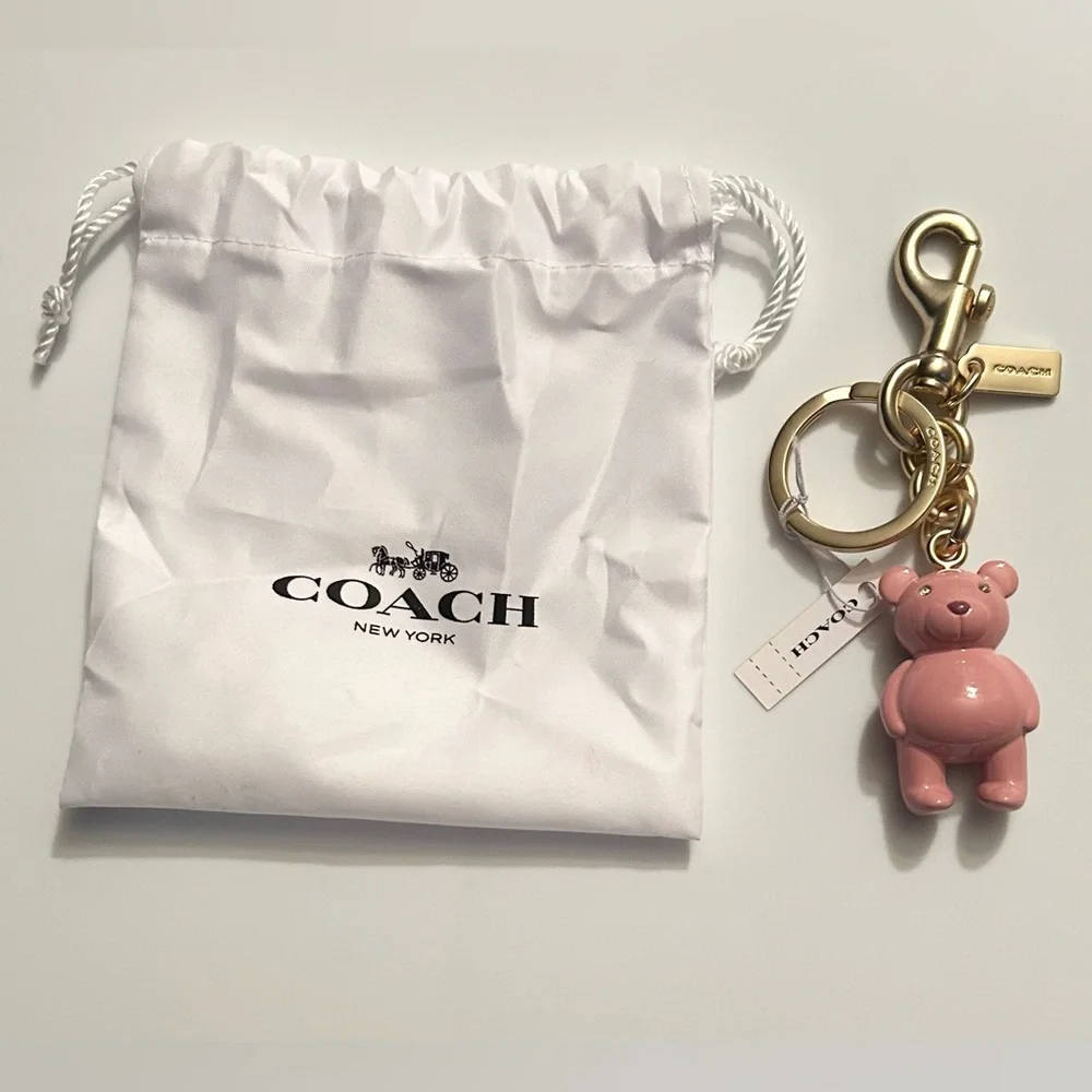 Coach Pink Bear Keychain Key FOB NWT - Picture 3 of 4
